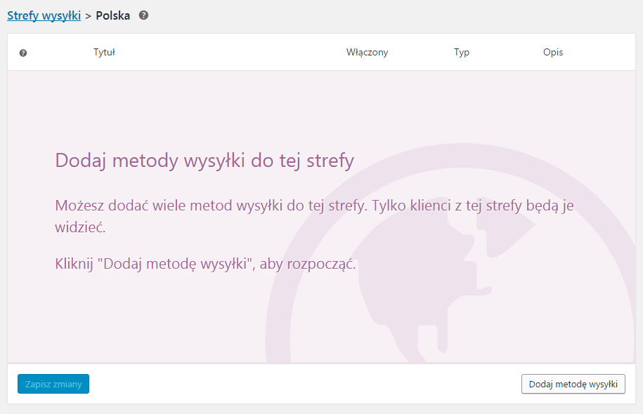 WooCommerce - pusta strefa wysyłkowa