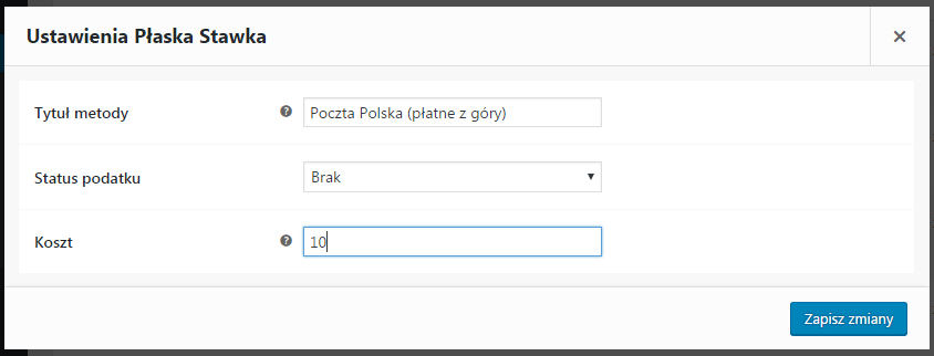 WooCommerce - edycja płaskiej stawki