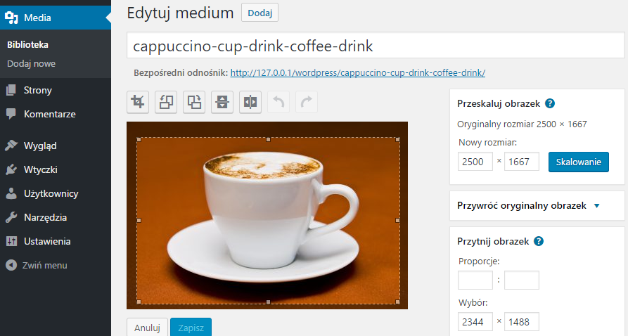 Edytowanie obrazu w WordPressie - podstawowe funkcje