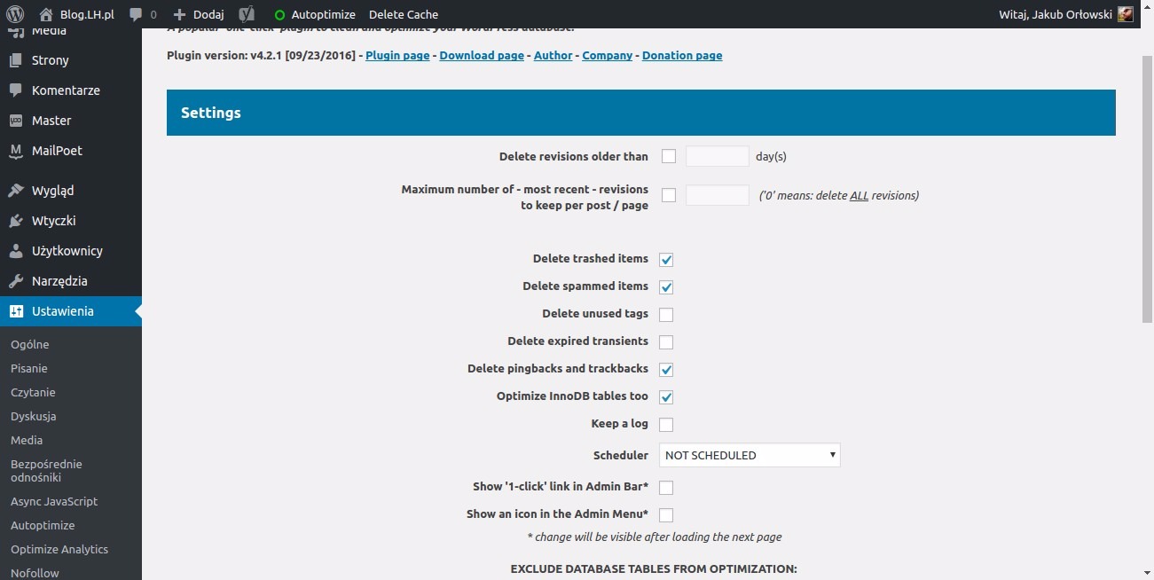 optymalizacja wordpress Optimize Database after Deleting Revisions