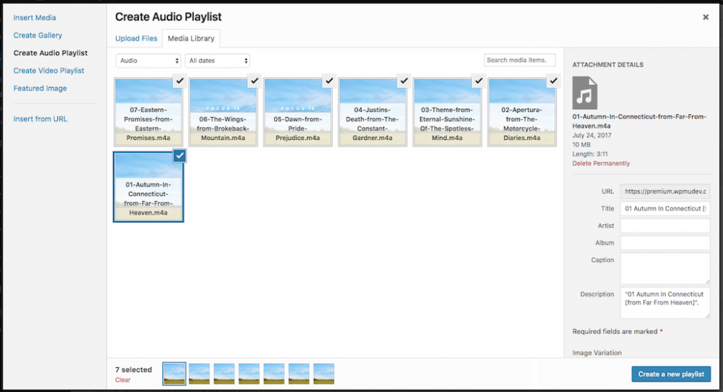 playlisty audio na stronie