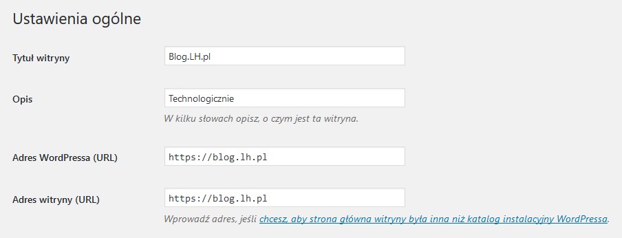 Ustawienia adresu strony w panelu WordPressa