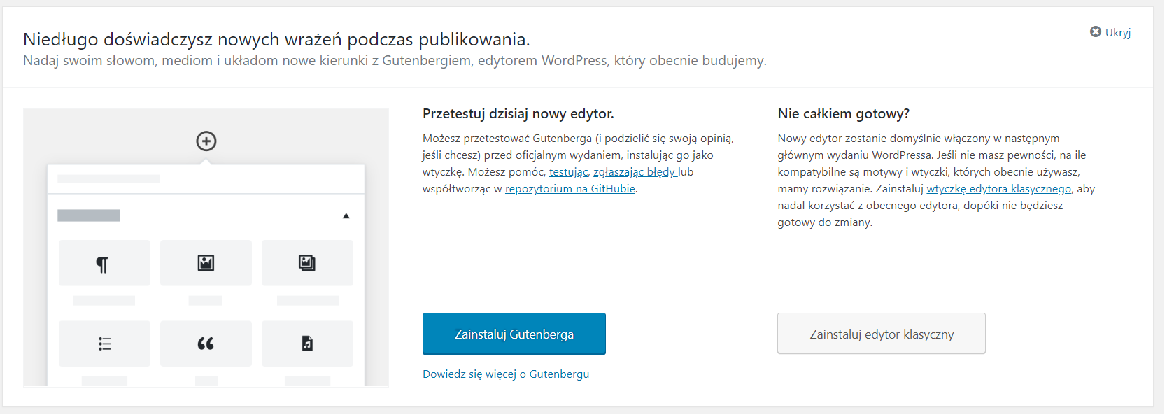 gutenberg w wordpressie, edytor wordpressa, bloki w gutenbergu