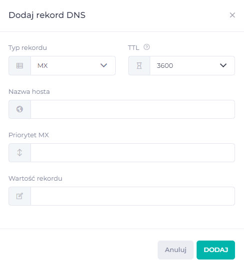 LH.pl - dodawanie rekordu DNS