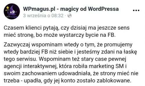 strona www, facebook, własna strona