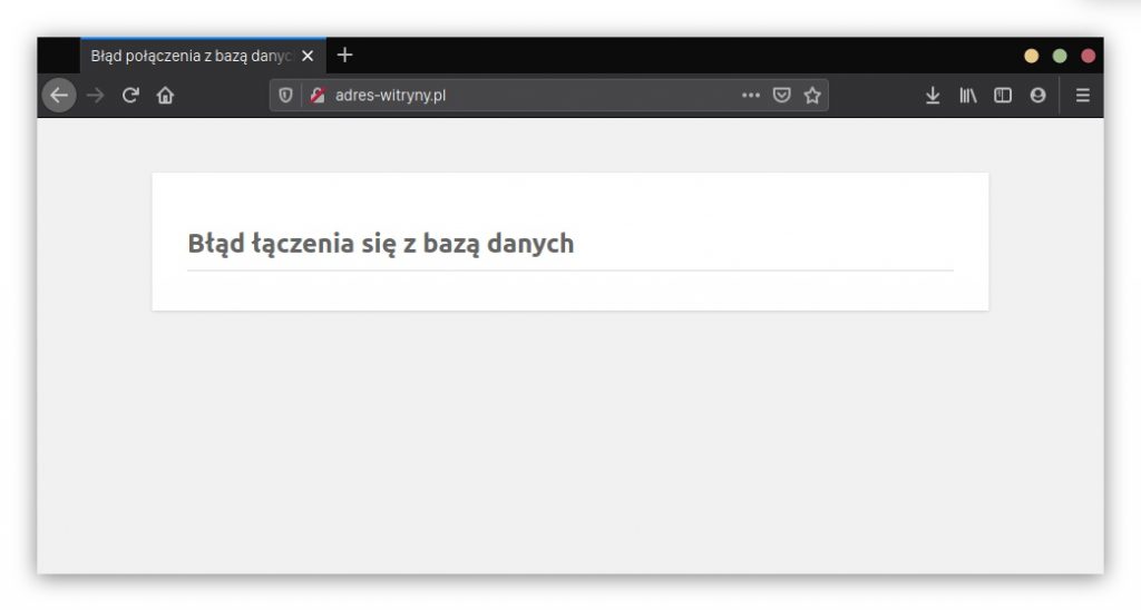Błąd łączenia się z bazą danych