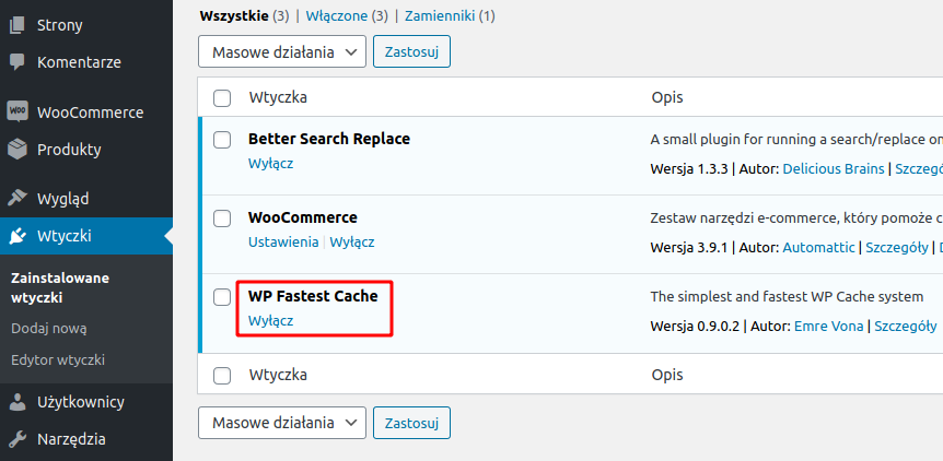 Wyłącz pamięć cache w WordPressie