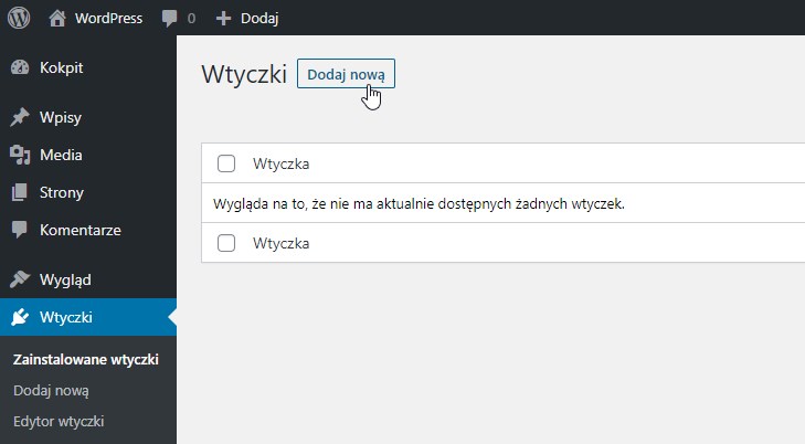 Dodaj nową wtyczkę w WordPressie