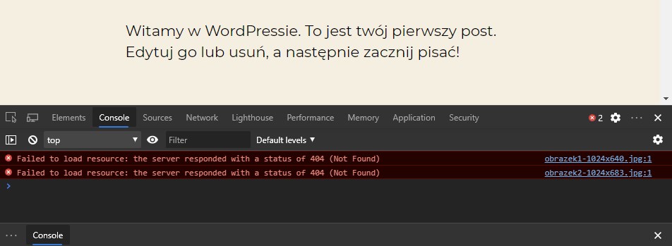 Przykładowe błędy 404