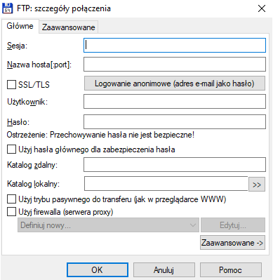 połączenie z serwerem FTP