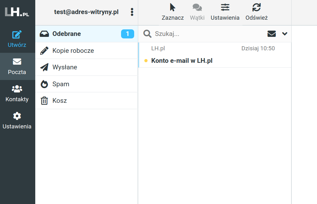 wygląd webmaila lh.pl