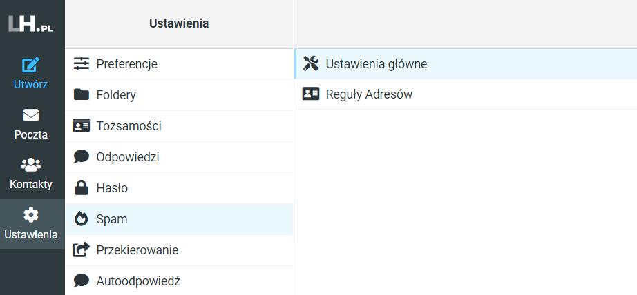 poczta w lh.pl, obsługa filtrów antyspamowych w lh.pl