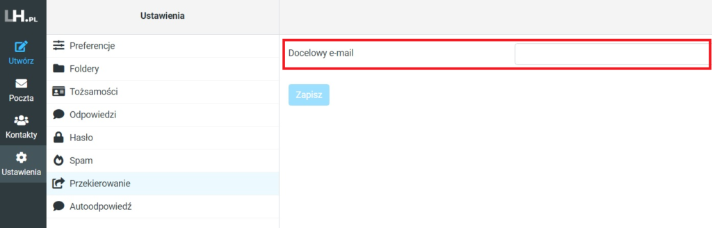 przekierowanie poczty w lh.pl