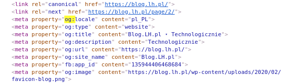 Wdrożenie meta tagów Open Graph na swojej stronie. 