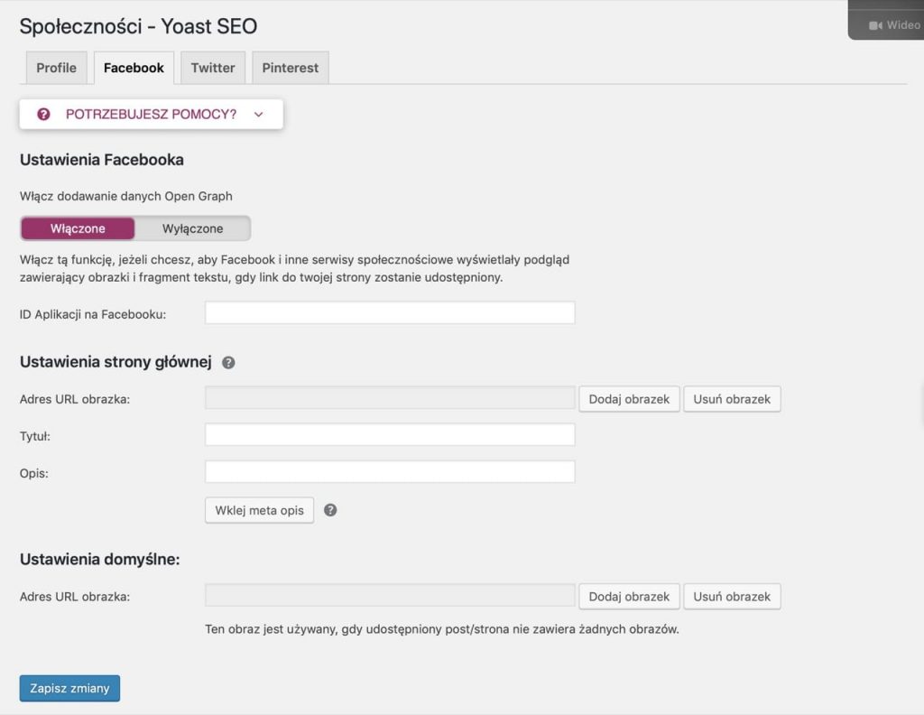 Yoast SEO Społeczności - dodaie url, Open Graph.