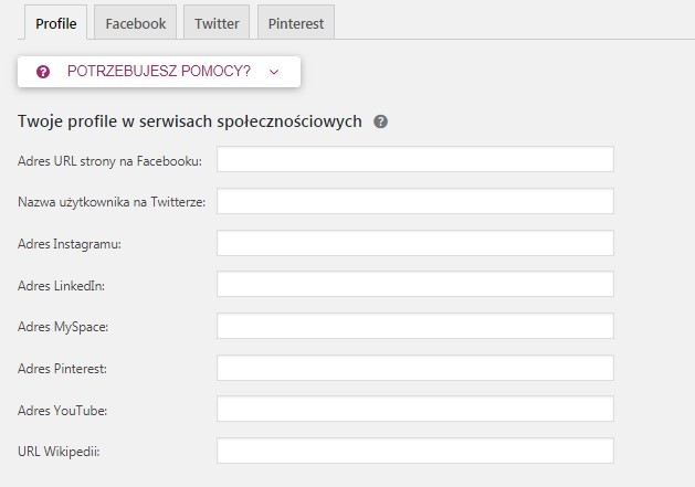 Yoast SEO - profile. Dodanie linków do social media - Open Graph.