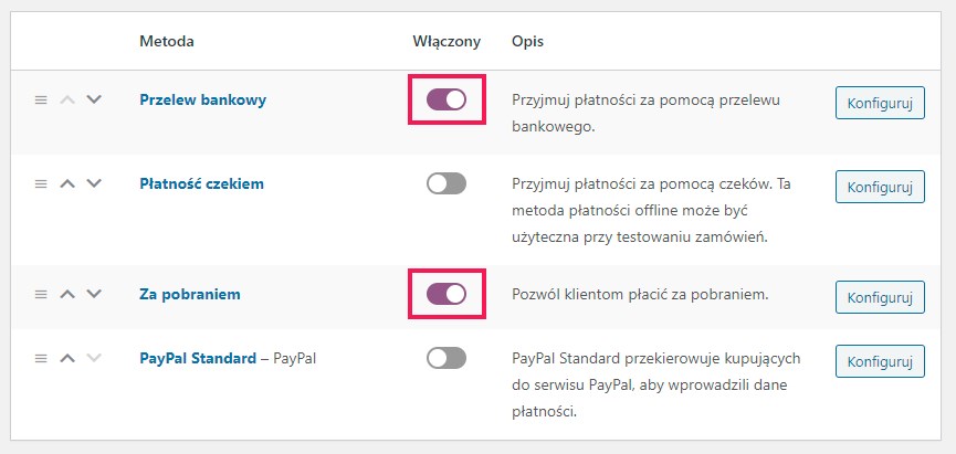 Włączanie wybranych metod płatności w WooCommerce