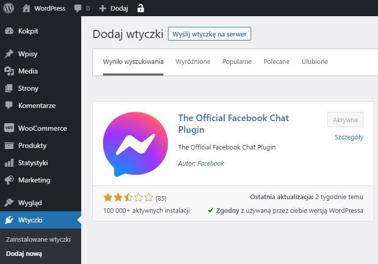 Czat Messengera - zainstaluj wtyczkę do WordPressa