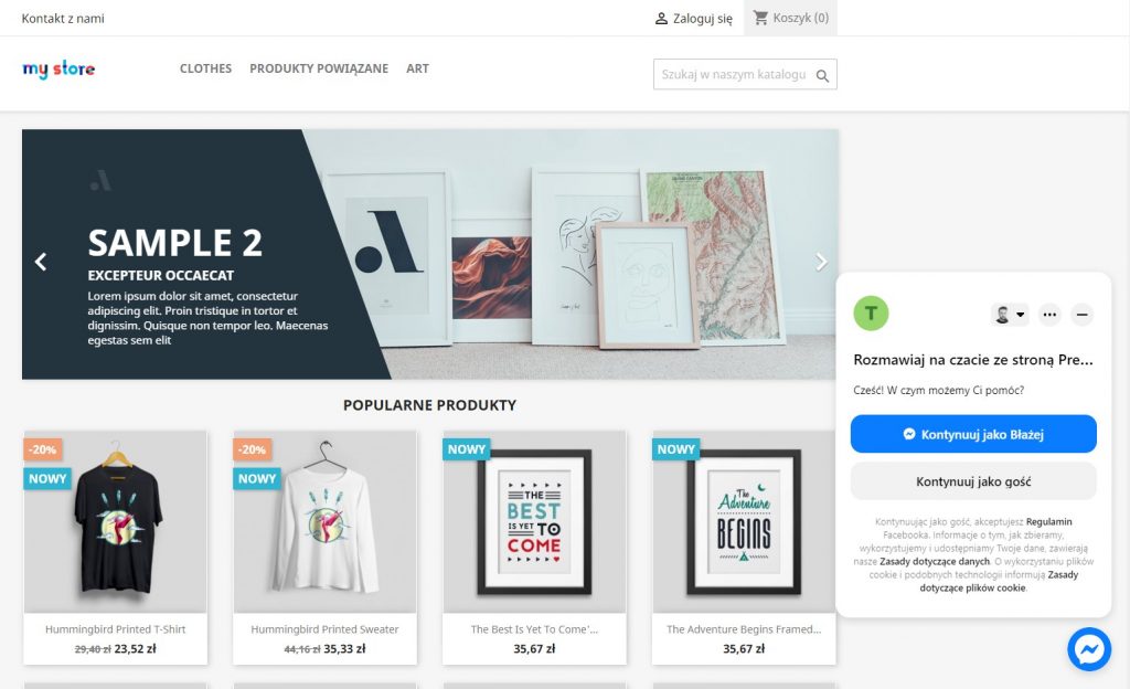 Czat Messengera - PrestaShop