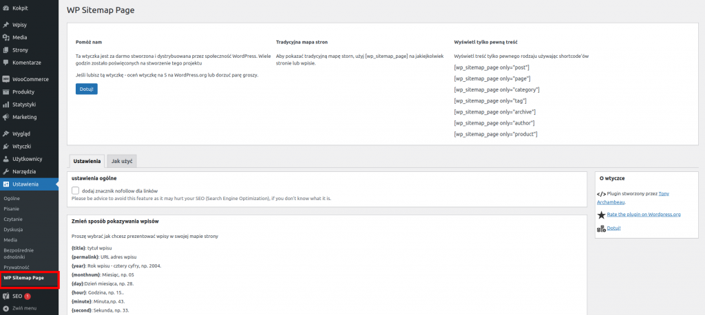 WP Sitemap Page - wygenerowanie mapy strony