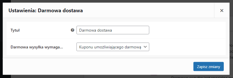 Darmowa wysyłka w WooCommerce - tryb kuponu