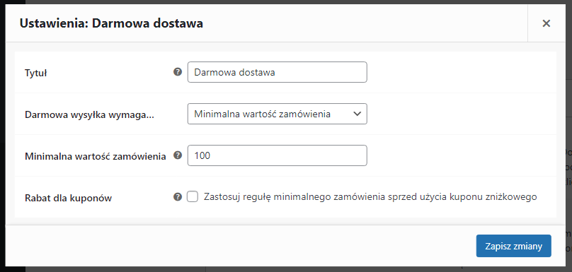 Darmowa wysyłka w WooCommerce - tryb minimalnej wartości zamówienia