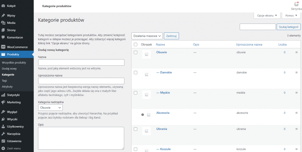 Kategorie produktów - konfiguracja w WooCommerce