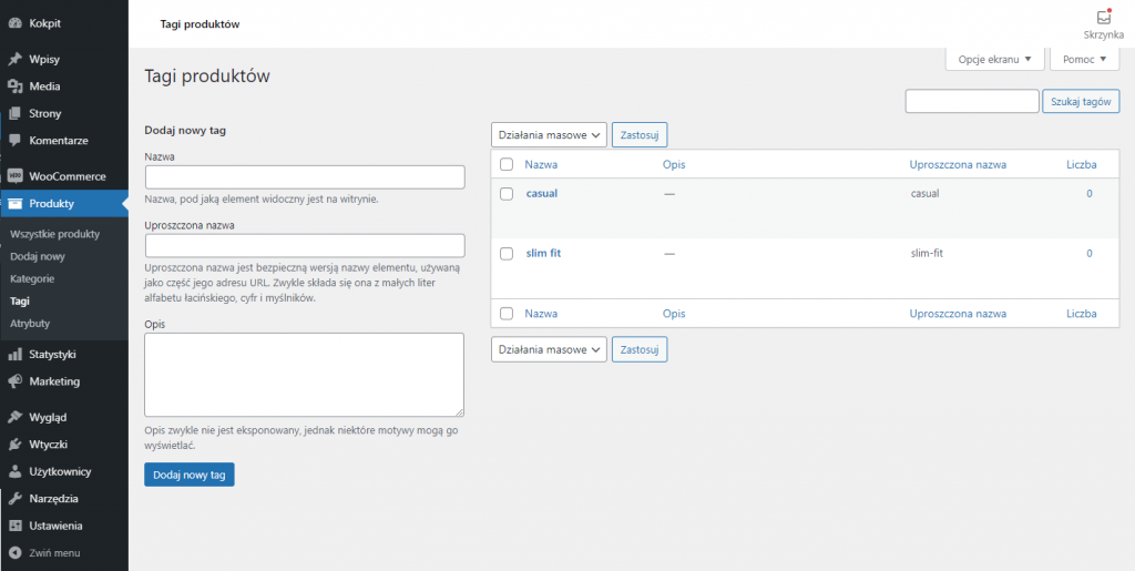 Tagi produktów - konfiguracja w WooCommerce