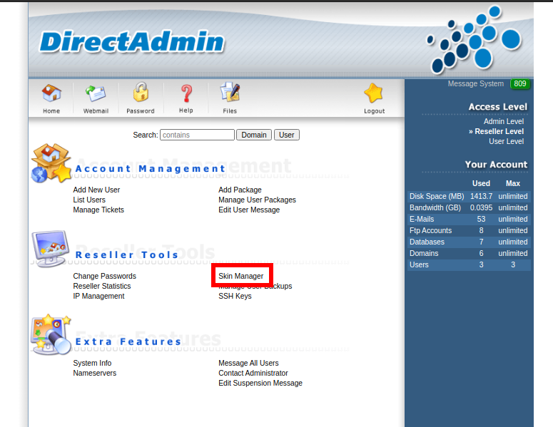 Jak zmienić skórkę (wygląd) DirectAdmin?