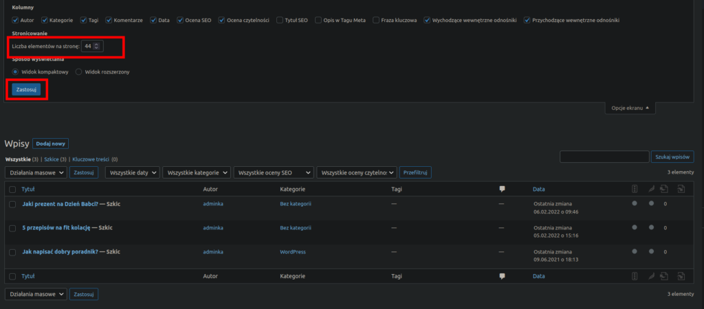 Jak zmienić iilość wyświetlanych wpisów na stronie WP.