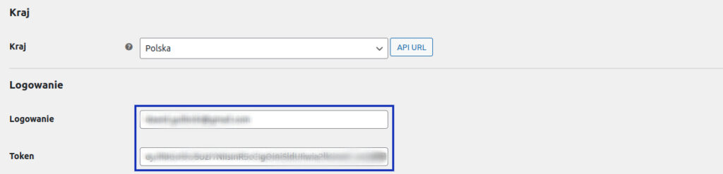 dodanie tokenu API w panelu WordPress