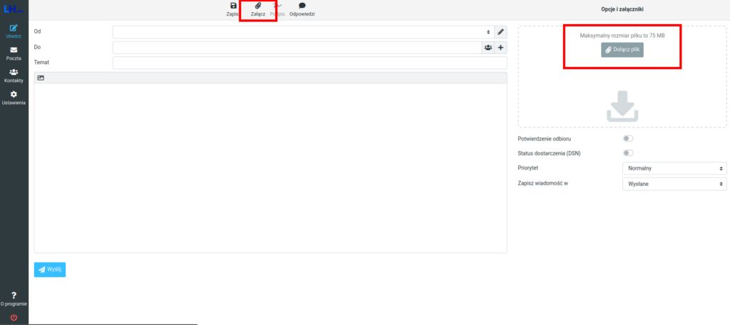 Jak dodać załącznik do wiadomości na webmailu?