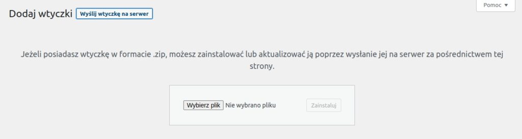 wysyłka wtyczki na serwer