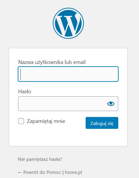 Logowanie do kokpitu WordPressa,