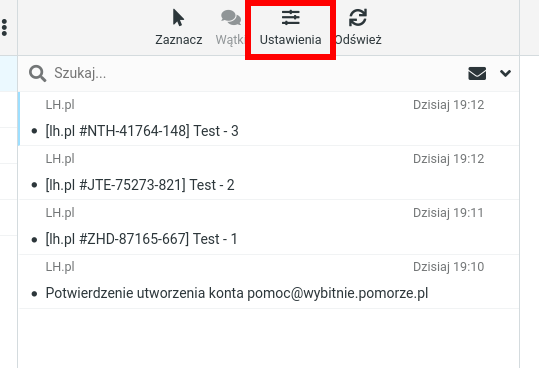 Ustawienia na webmailu poczta.lh.pl