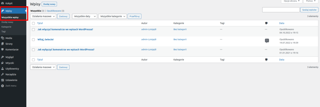 Listowanie wpisów w WordPressie