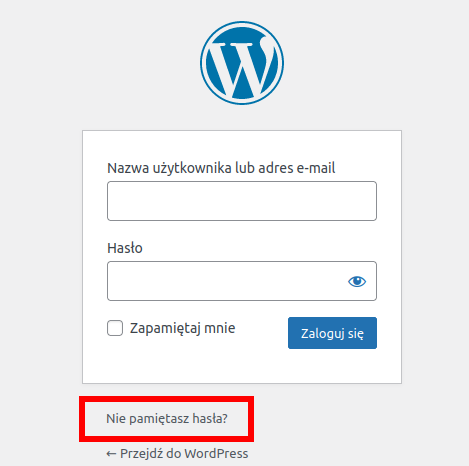 Przypomnienie hasła do WordPressa lh pl