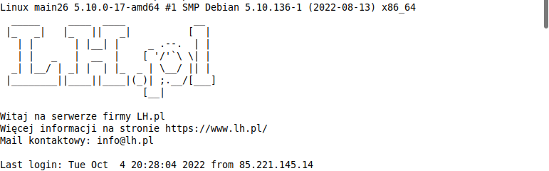Połlączenie SSH z serwerem LH.pl