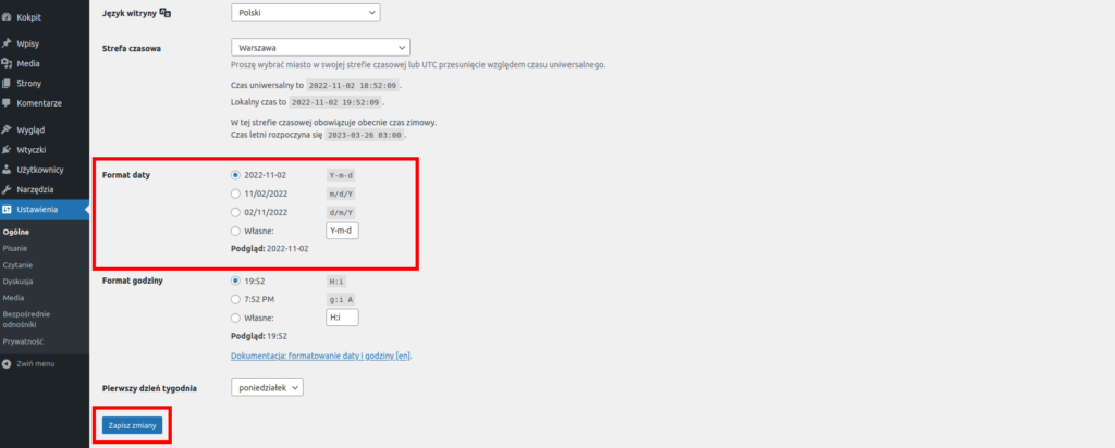 Zmiana formatu daty w WordPressie - lh.pl