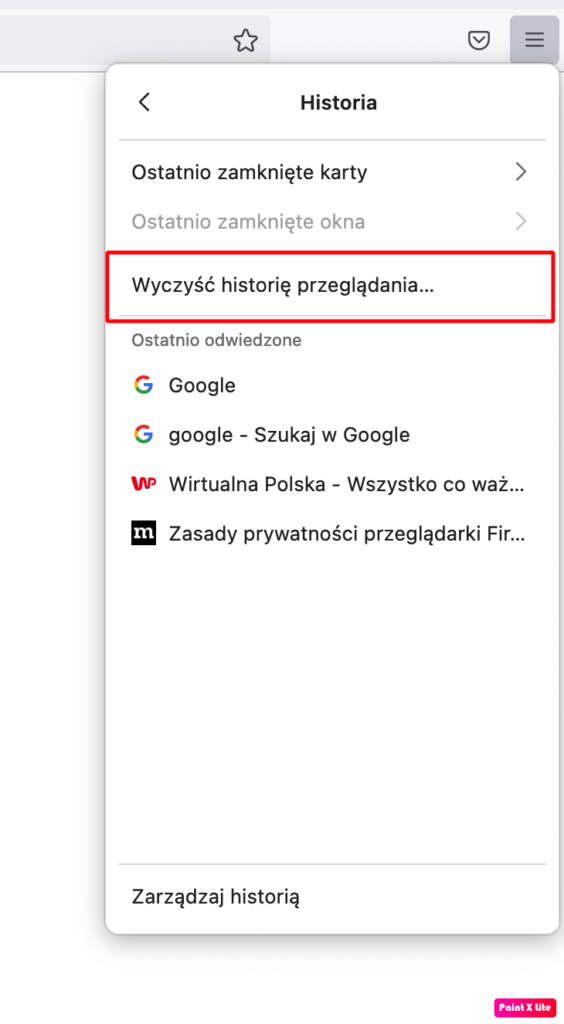 Wyczyszczenie pamięci podręcznej przeglądali