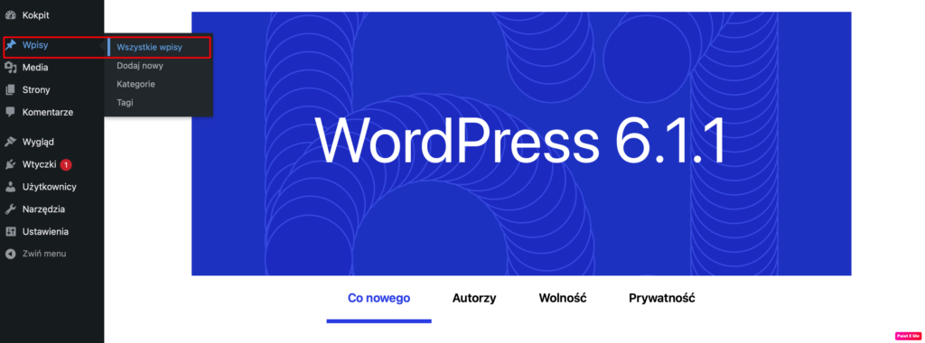 Lista wpisów WordPress