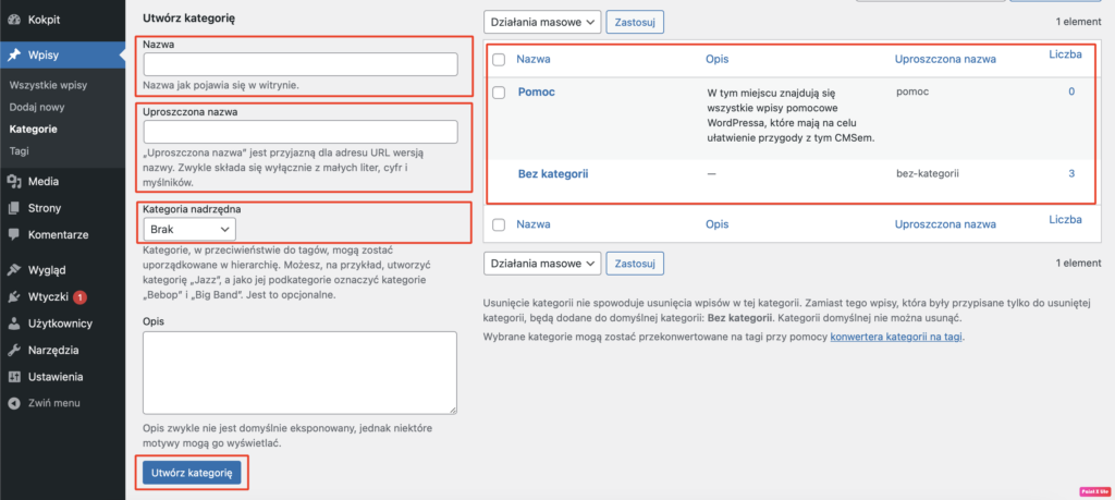 Dodanie nowej kategorii - WordPress