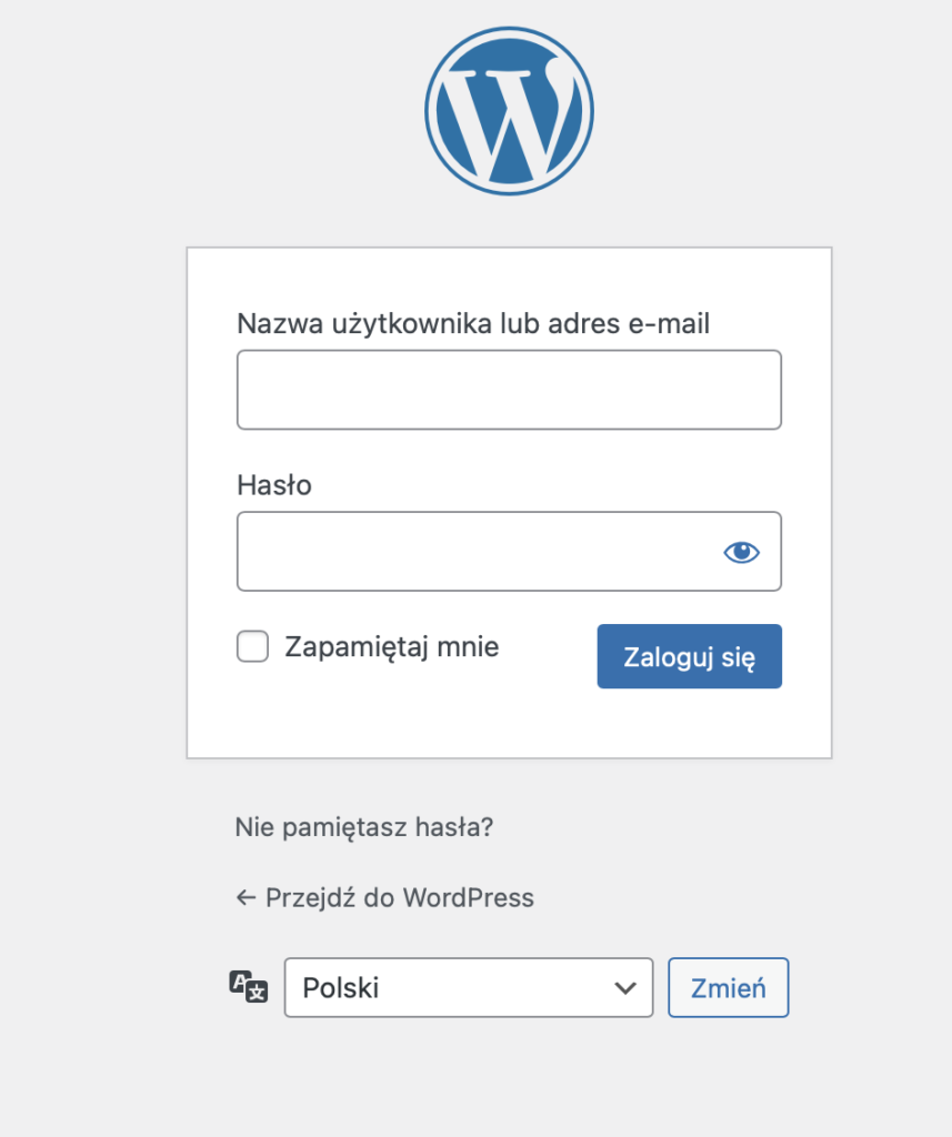 Przypomnienie hasla logowania wordpress