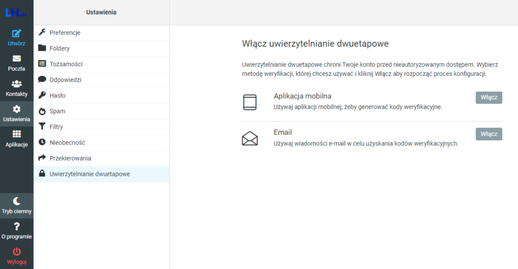 Weryfikacja dwuetapowa na poczta.lh.pl