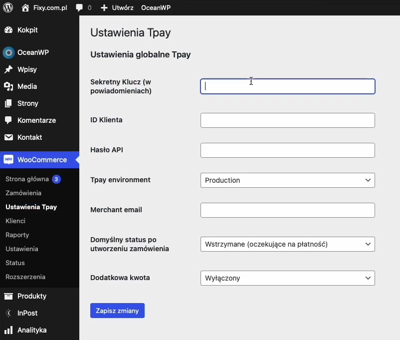 Tpay - konfiguracja wtyczki WooCommerce