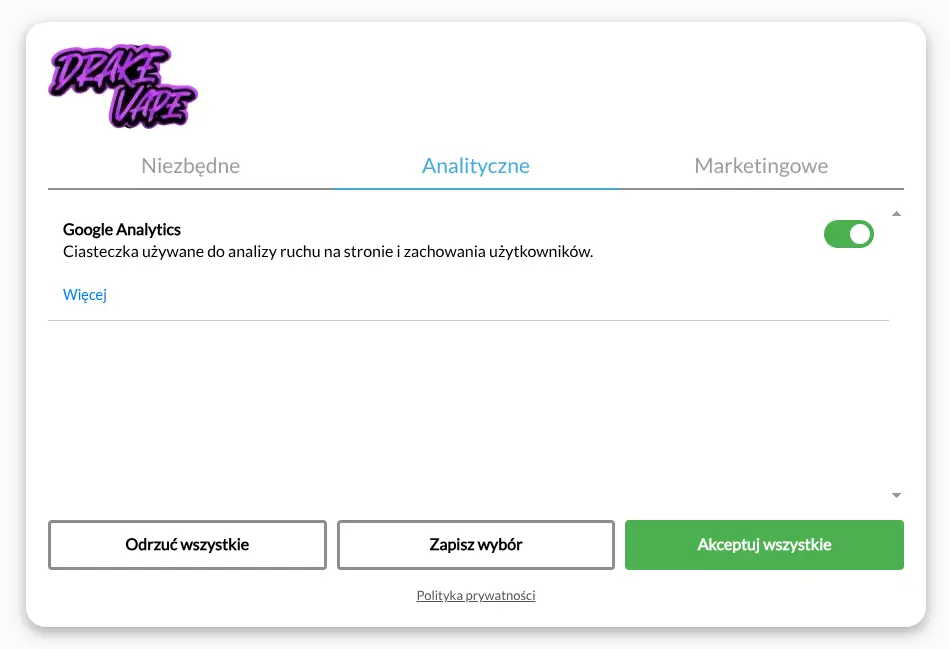 zgoda na śledzenie, prestashop pod seo